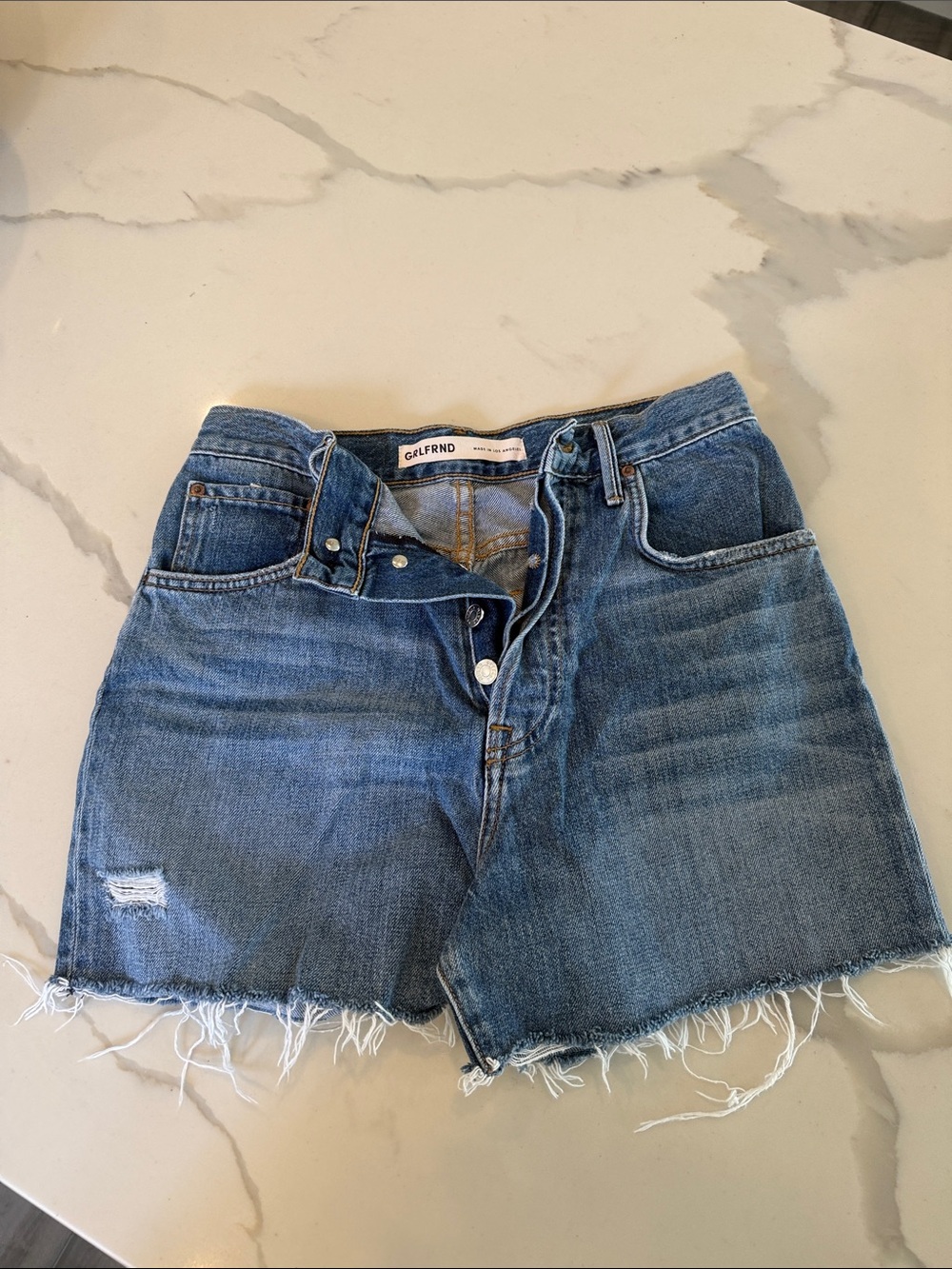Grlfrnd Women's Blue Denim Cutoff Shorts